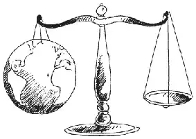 Description de l'image par IA : Équilibre de la Terre sur une balance.
