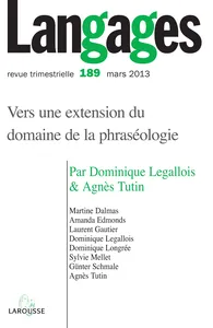 Couverture de Vers une extension du domaine de la phraséologie